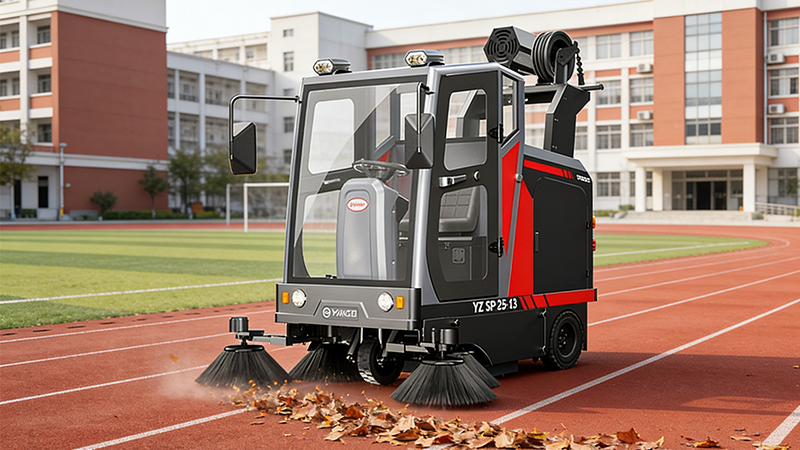 揚子YZ-SP25-13駕駛式掃地機(jī)交付宜昌文鼎廣場，室外硬質(zhì)路面清潔新方案